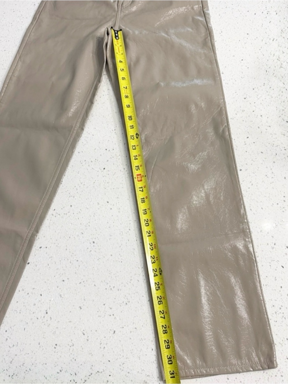 PacSun 90’s Boyfriend Faux Leather Pants Taupe Beige Size 27 Straight Leg - Picture 8 of 10